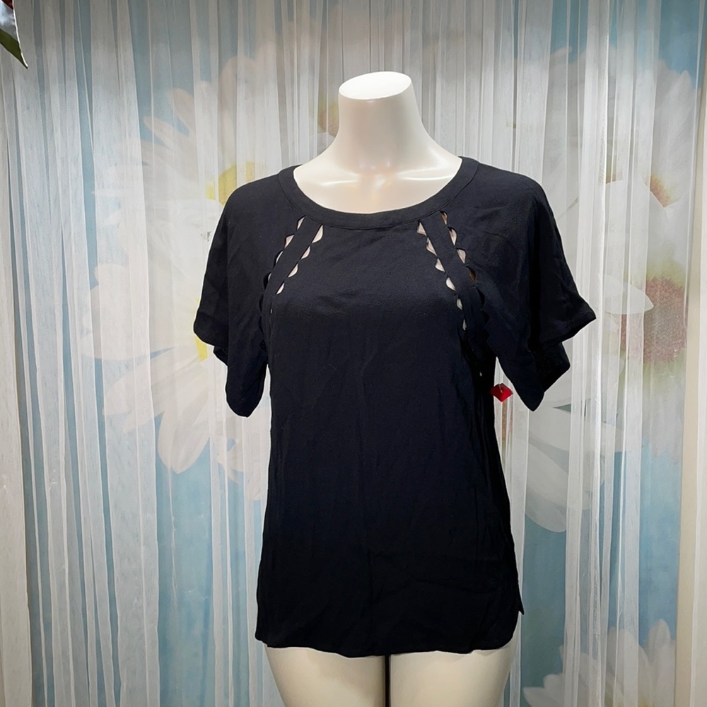 Sessun Black Viscose Short Sleeve Top Blouse